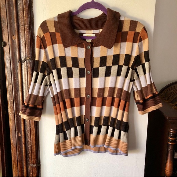 Anthropologie Sweaters - Anthropologie Multicolor Plaid Cardigan